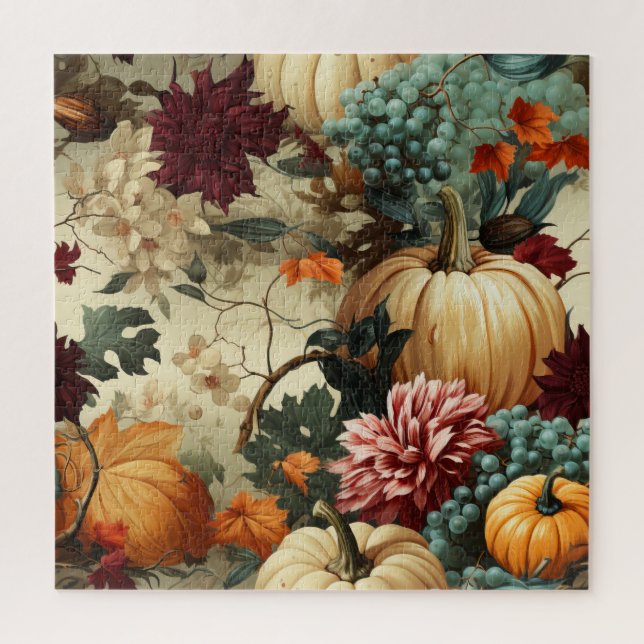 Floral Thanksgiving Vintage Pattern (8) Jigsaw Puzzle (Vertical)