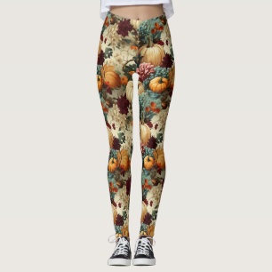 Floral Thanksgiving Vintage Pattern (8) Leggings
