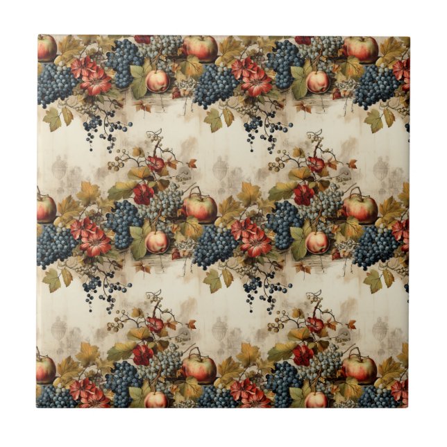 Floral Thanksgiving Vintage Pattern (9) Ceramic Tile (Front)
