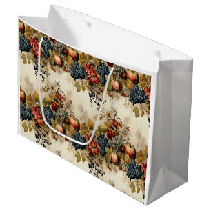 Floral Thanksgiving Vintage Pattern (9) Large Gift Bag