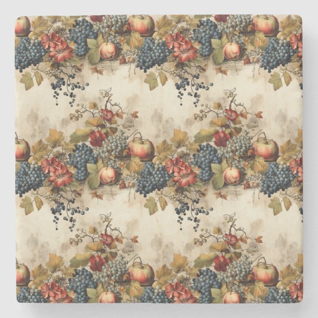 Floral Thanksgiving Vintage Pattern (9) Stone Coaster (Front)