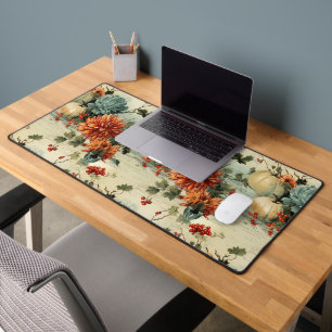 Floral Thanksgiving Vintage Pattern Desk Mat