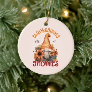 Floral Thanksgiving with my Gnomies Ceramic Ornament