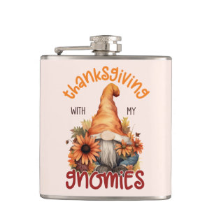 Floral Thanksgiving with my Gnomies  Hip Flask