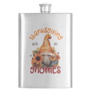 Floral Thanksgiving with my Gnomies  Hip Flask