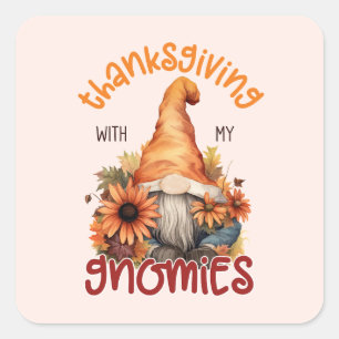 Floral Thanksgiving with my Gnomies  Square Sticker