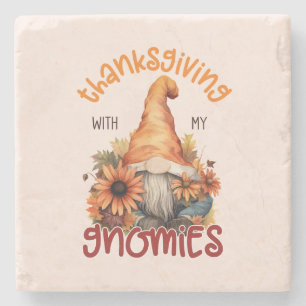 Floral Thanksgiving with my Gnomies  Stone Coaster