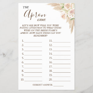 Floral The Apron Bridal shower game card