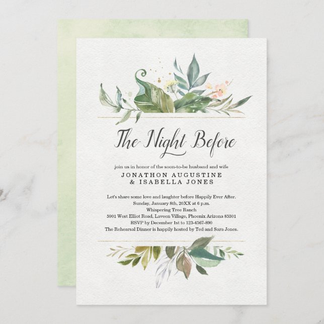 Floral The Night Before Rehearsal Dinner Invitation (Front/Back)