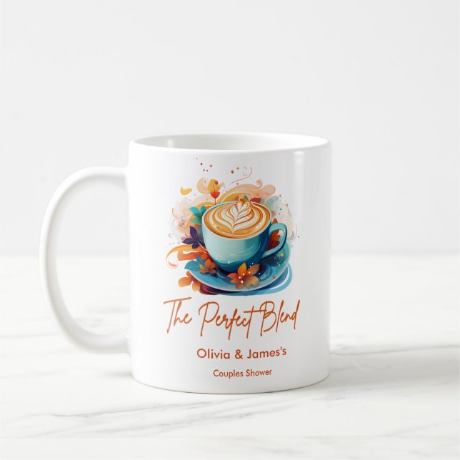 Floral The Perfect Blend Wedding Couples Shower Coffee Mug (Left)