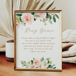Floral The Ring Game Bridal Shower Game Sign