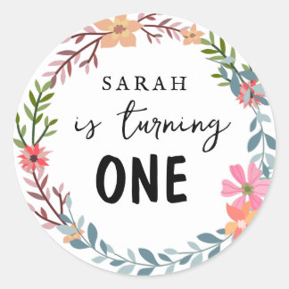 Floral theme Birthday party Classic Round Sticker