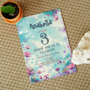 Floral Theme I Custom Photo Birthday Party Invitation