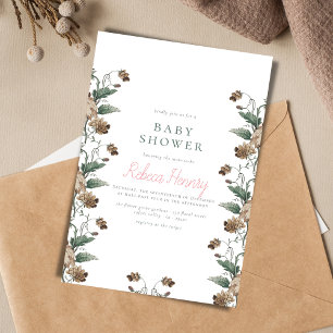 Floral theme modern baby shower invitation