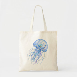Floral Theme Pottery Art Jellyfish Tote Bag