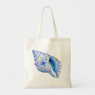 Floral Theme Pottery Art Seashell Tote Bag