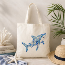 Floral Theme Pottery Art Shark