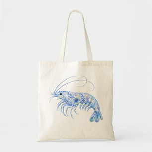Floral Theme Pottery Art Shrimp Tote Bag