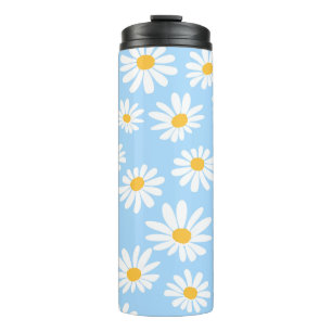 Floral thermal mug, daisy flowers tumbler