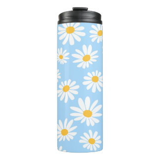 Floral thermal mug, daisy flowers  tumbler