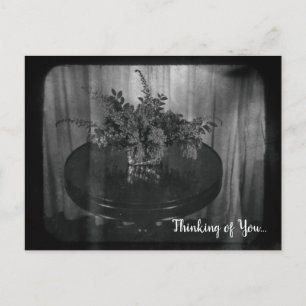 Floral Thinking of You Flowers Monochrome Postcard