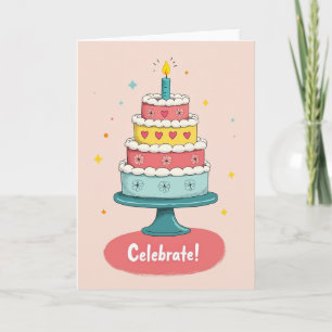 Floral Tiered Cake Card