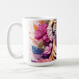 Floral Tiger Mug - Pink Tiger Coffee Mug - Spirit