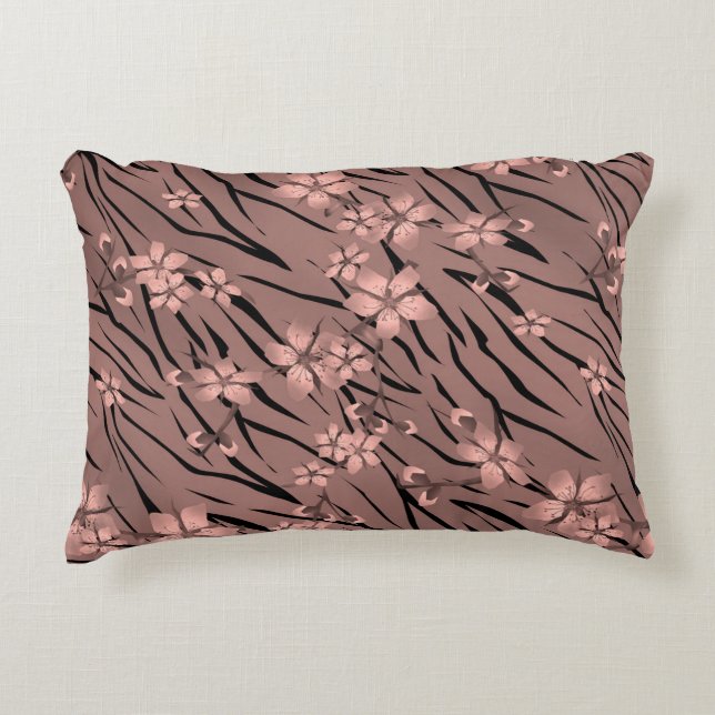 Floral tiger print decorative cushion (Front)