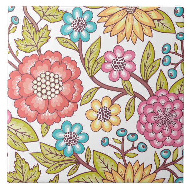 floral tiled pattern ceramic tile (Front)