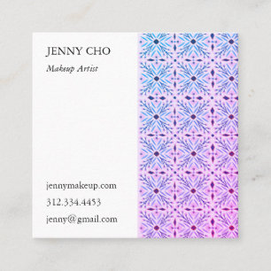 Floral Tiles Geometric Purple Blue Square Business Card