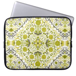 Floral tiles in green laptop sleeve