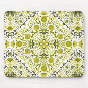 Floral tiles in green mouse pad