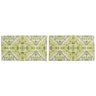 Floral tiles in green pillowcase