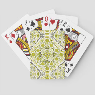 Floral tiles in green playing cards