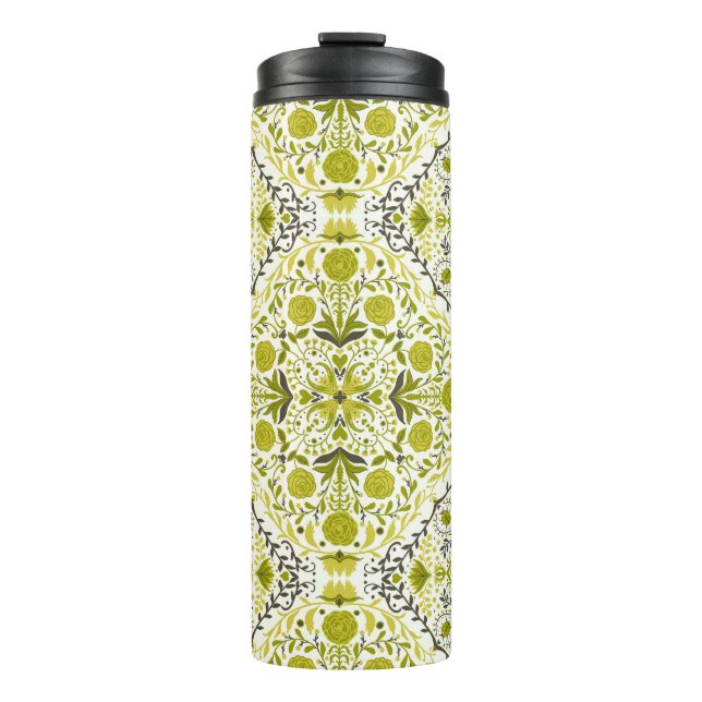 Floral tiles in green thermal tumbler (Front)