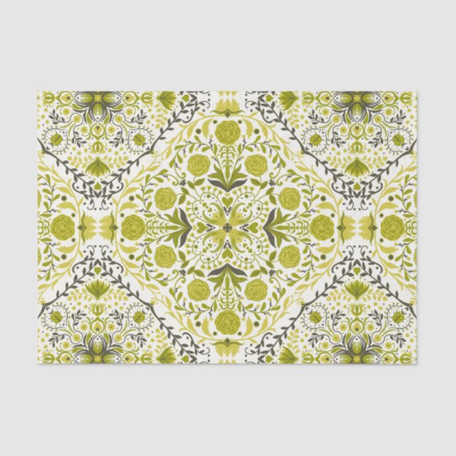 Floral tiles in green tissue paper (Front)