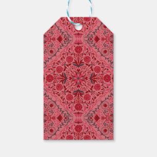 Floral tiles in red and watermelon pink gift tags