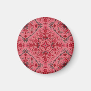 Floral tiles in red and watermelon pink magnet
