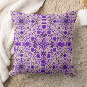 Floral tiles in violet and cotton candy pink cushion