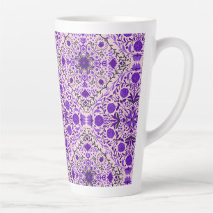 Floral tiles in violet and cotton candy pink latte mug