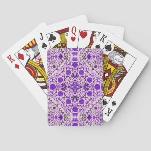 Floral tiles in violet and cotton candy pink playing cards