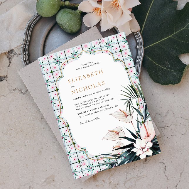 Floral Tiles | Moroccan Tropical Wedding Invitation (Creator Uploaded)