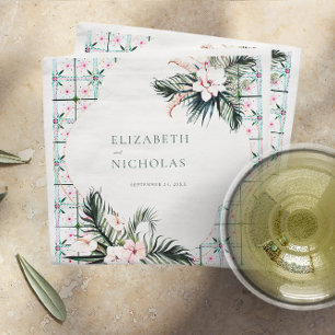 Floral Tiles Moroccan Tropical Wedding Napkin