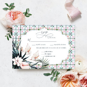 Floral Tiles   Moroccan Tropical Wedding RSVP
