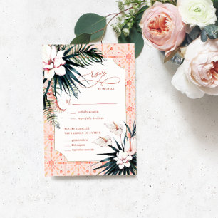 Floral Tiles   Moroccan Tropical Wedding RSVP