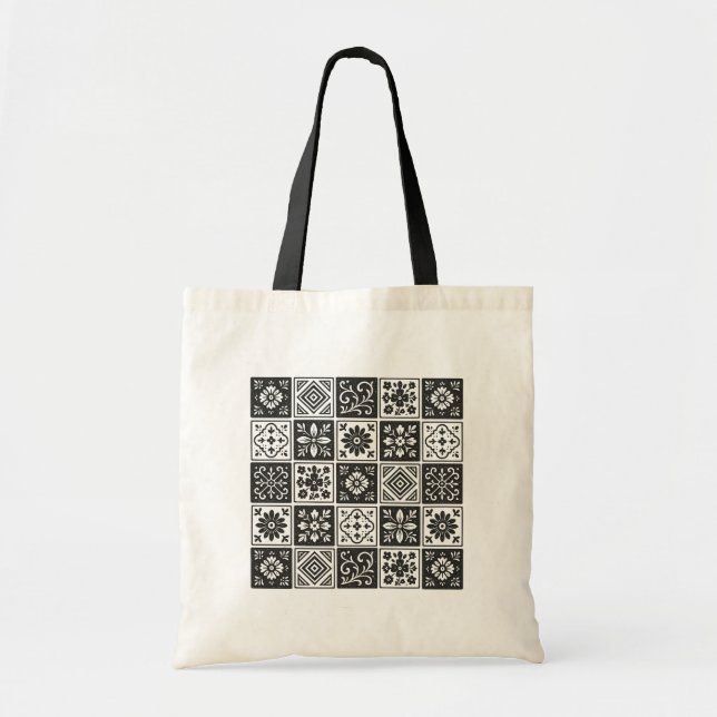 Floral Tiles Tote Bag (Front)