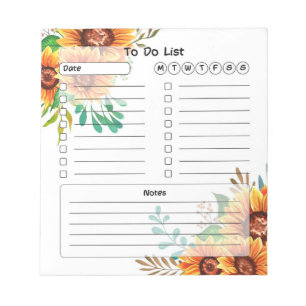 Floral To Do List Notepad