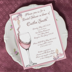 "Floral Toast", Dusty Rose Bridal Shower Invitation