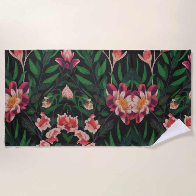 Floral Tool in Design Beach Towel (Front)
