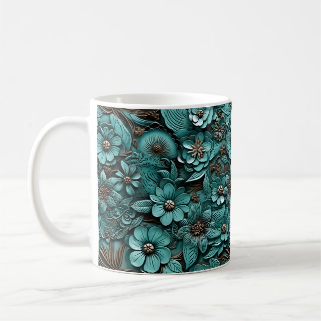 Floral Tooled Leather Mug (Left)